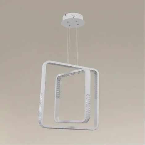 Trade Shop - LED-HÄNGELAMPE 64W QUADRATISCHER KRISTALL-EFFEKT MODERN WEISS 32187 -