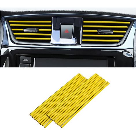 20 PCS Bande Décorative pour Climatiseur de Voiture, Accessoires intérieurs de voiture, Multicolore Bande décorative pour la plupart des bouches d'aération (Jaune) (1/5)