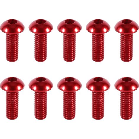10 pièces Vis à tête hexagonale creuse M3 6-10mm en alliage d'aluminium, tête ronde, boulon métrique rouge 8mm (1/3)