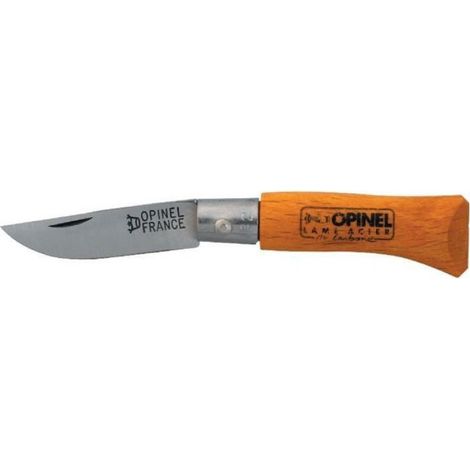 Couteau Cuisine - Lame Acier Carbone 8,5 Cm - Manche Hêtre - Bague Sécurité Virobloc - 1 Pièce