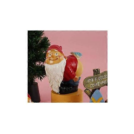 Gartenzwerg-Gartendekoration für den Außenbereich mit lustigem Humor, Gartenzwerg-Gartenfigur aus Kunstharz (hält eine Wassermelone, 14 x 9,5 x 6,5 cm)