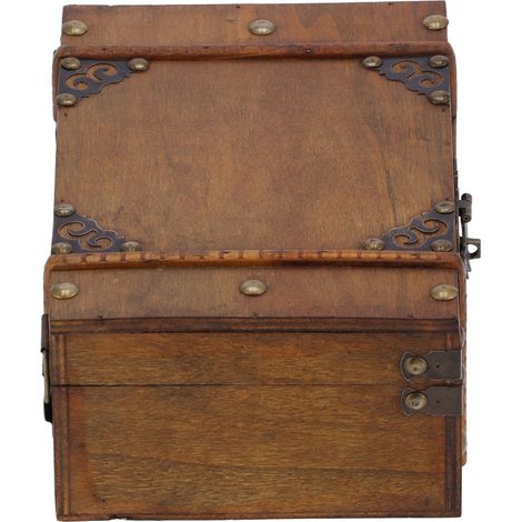 Boîte à bijoux ancienne en bois, rangement pour produits de maquillage, décoration intérieure (1/5)