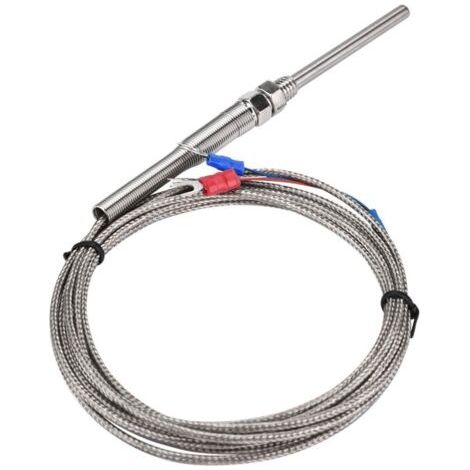 Thermoelement, Thermoelementsonde, M8-Gewinde, hochempfindliches Thermoelement vom Typ K, 50-mm-Sondentemperatursensorkabel, 0–400 °C zur Temperaturmessung(3 m) FLITI