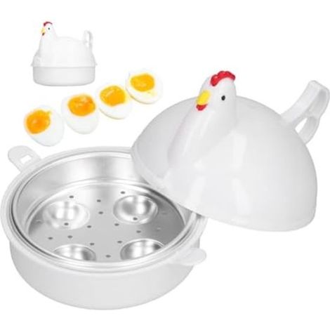 Cocedor de huevos para microondas - Cocedor de huevos de 4 orificios - 179 g - Blanco (1/5)