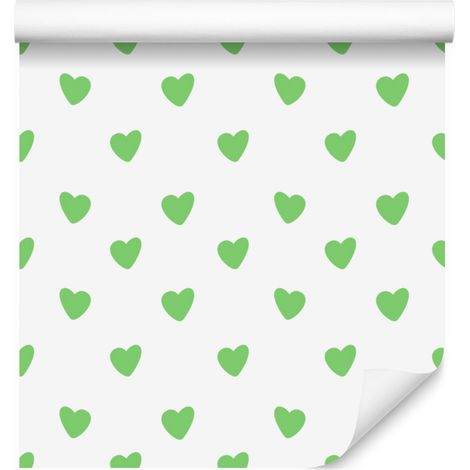 Papier peint Cœurs Blanc et Menthe 50x1000 cm (1/5)