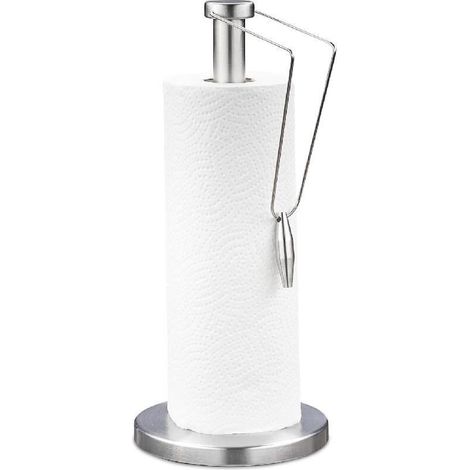 Porte-Rouleau Papier essuie-Tout , Vertical , INOX brossé , Cuisine , Distributeur , H x D : 34 x 15 cm , argenté (1/5)
