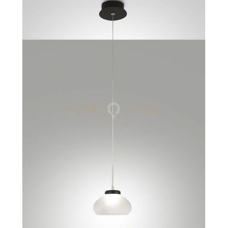 ARABELLA SOSPENSIONE BIANCA 1 LUCE IN VETRO E STRUTTURA IN METALLO A LED 3000K - 8W - 750 lm, D.14CM, SMART C/ACCESS.