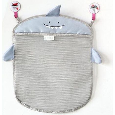 Borsa portaoggetti in maglia da parete con motivo a cartoni animati per cucina e bagno, ideale per riporre giocattoli e shampoo per bambini, 1 pezzo (grigio) (1/5)