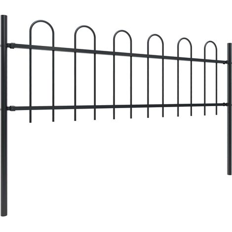 INLIFE Clôture de jardin avec dessus en cerceau Acier 3,4 x 0,6 m Noir (1/5)