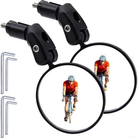 Rétroviseur de vélo rotatif à 360 degrés avec lentille en acrylique HD, grand angle de vue arrière pour VTT, vélo de route, support de guidon réglable pour 18-22 mm, noir