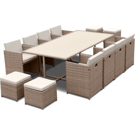 Mesa de jardín de resina con capacidad de 12 plazas (1/5)