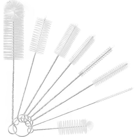 LYERCW - Ensemble de 8 goupillons en nylon pour nettoyer les pailles, les bouteilles d'eau à col étroit, les bocaux et les becs de théières. (1/3)