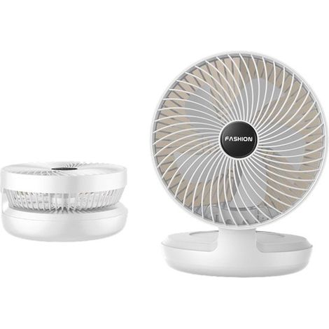 Ventilador de mesa，Ventilador USB，Plegable 90°，Inalámbrico，Ventilador recargable por USB，Blanco (1/4)