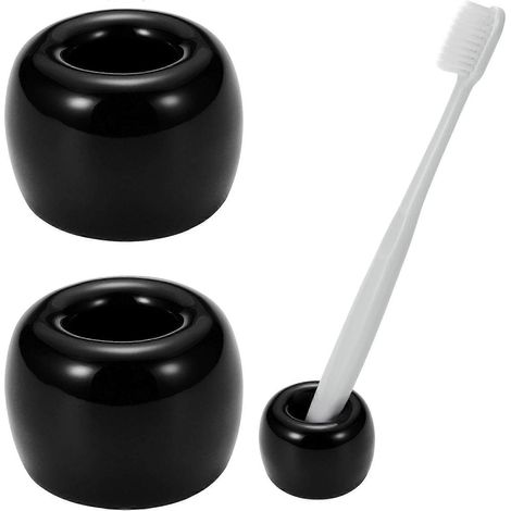 Porte-brosses à dents en céramique élégant, design compact pour les plans de travail de salle de bain, design minimaliste et durable, solution de rangement hygiénique. (1/4)