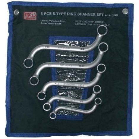 BGS  S-Form  doppia  chiave  ad  anello  set  misure  in  pollici  SW  3/8"  -  3/4"  5  pz.  -  32150