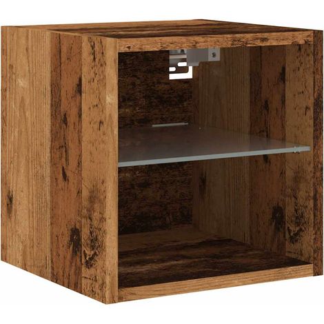 Meuble TV,Banc TV,Armoire TV mural avec lumières LED vieux bois 30x28,5x30 cm CFW943756 (1/5)