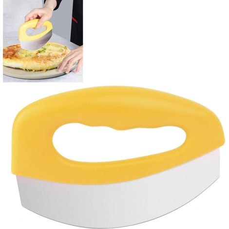 Hachoir Coupe-pizza et coupe-salade facile à prendre en main, pivote et hache rapidement la viande, les herbes et la salade, jaune (1/3)