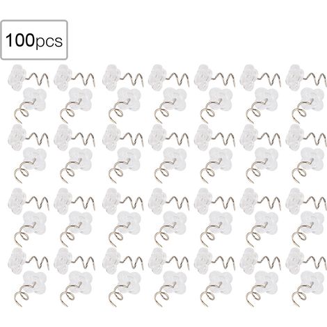 100 clous spiralés antidérapants en ABS transparent et acier inoxydable pour la fixation de canapés (clous spiralés en forme de pétale) (1/5)