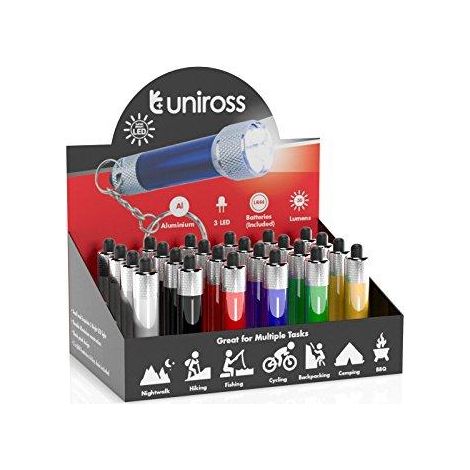 Uniross Mini-Taschenlampe Rot Schwarz Silber Blau Grün Gold