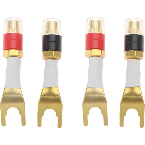 2 Paires de Fiches Fourches pour Fourche vers Bornes de Connexion Torsadées Prise Banane Femelle pour Amplificateur de Haut-Parleur Et Instrument (1/5)