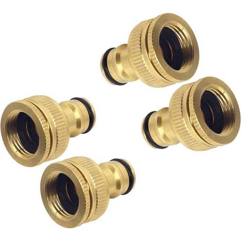 4 Stück Raccord Tuyau D'arrosage Laiton Massif, XU, Arrosage Adaptateur Robinet Fileté Embout Anti-Rouille pour Cuisine Jardin - (1/4)