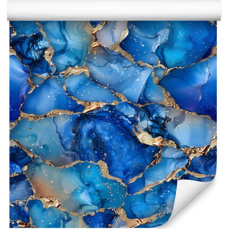 Papier peint bleu encre, azur, bleu marine et turquoise 50x1000 cm (1/5)
