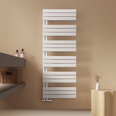EMKE Badheizkörper Flach 160x60cm Weiß, Handtuchwärmer für Badezimmer Handtuchtrockner, Panel Handtuchhalter Seitenanschluss für Wasser 958W (1/5)