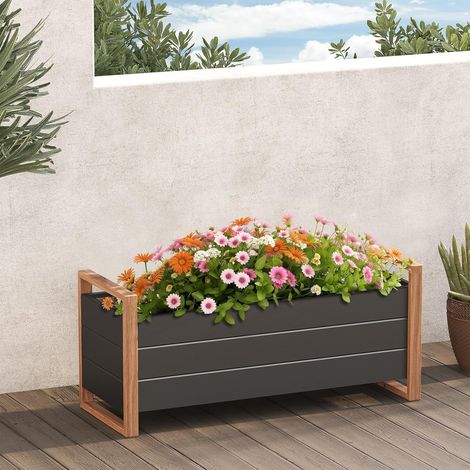 Grand patio Elevated Garden Planter Metal Raised Bed Garden Bed Weatherproof Easy Assemble with Drainage Holes for Vegetables Flowers Fruits (100 x 38 x 44 cm) (1/5)