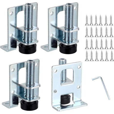 Lot de 4 pieds de nivellement réglables pour meubles en forme de L, supports de montage de meubles, pieds de table de nivellement de meubles en métal pour établi, armoire, armoire, 5,1 (1/5)
