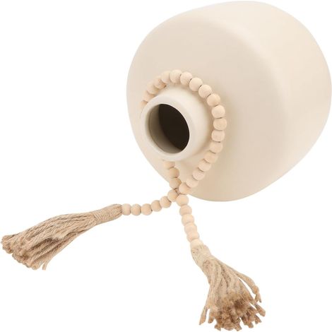en céramique beige de style nordique orné de perles en bois (1/5)