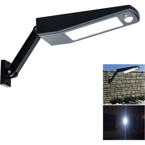 48Led Lumiere Solaire Reglable Eclairage Exterieur Etanche Mur De Jardin Noir, Lumiere Blanche (1/5)