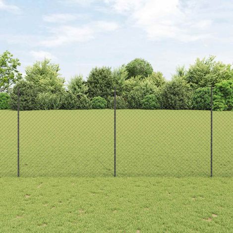 Zaun mit Pfosten Grau 1,4 x 10 m Stahl und PVC