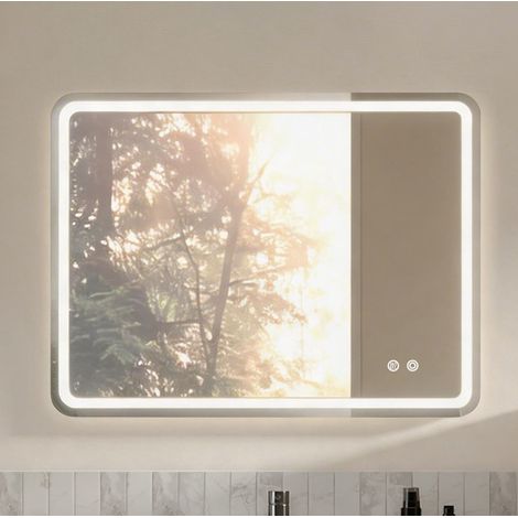 Espejo LED de baño 60 x 80 cm con antiniebla, 3 tonalidades, regulable OKMYHOME (1/5)