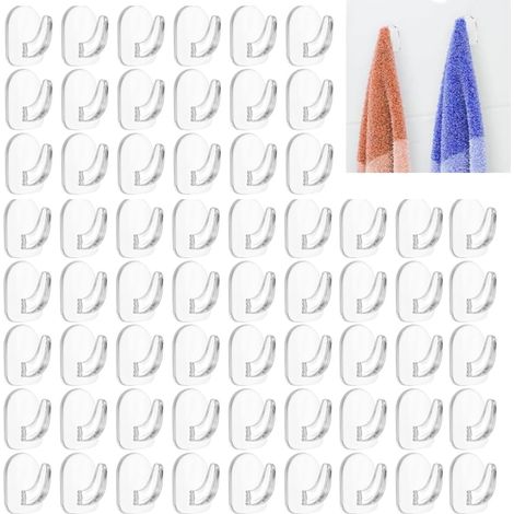 100 Pieces Extra Strong Transparent Adhesive Hooks (1/5)