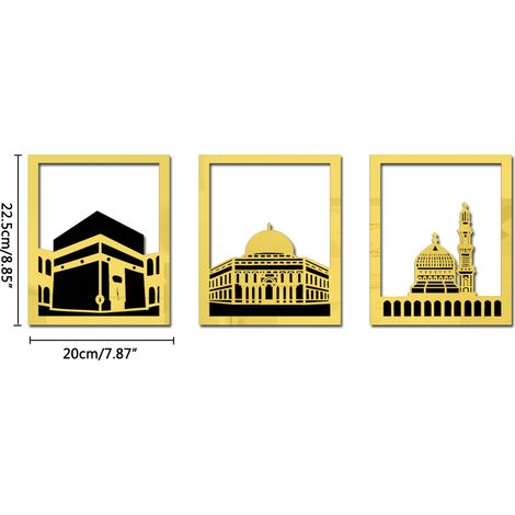 3D-Gold-Acryl-Spiegelaufkleber, selbstklebend, Ramadan-Eid-Moschee-Wanddekoration (1/3)