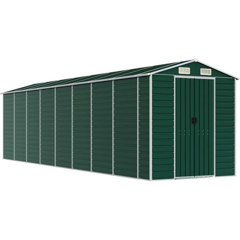 Cobertizo de jardín cobertizo para cabaña cobertizo para almacenamiento cobertizo para exteriores cobertizo para herramientas robusto 191 x 725 x 198 cm acero galvanizado verde 020022354