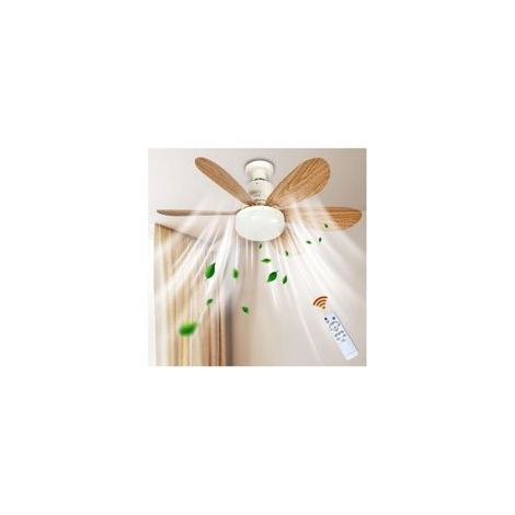 Ventilateur de plafond à LED pour chambre à coucher, culot E27 à intensité variable, avec lumière et télécommande, 3 couleurs (1/4)
