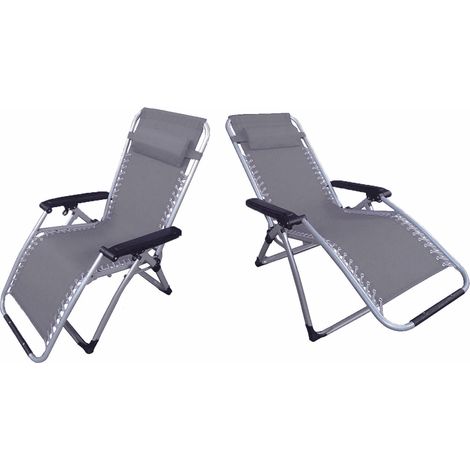 Zero Gravity Reclining Garden Chairs x2 (Folding Sun Lounger Patio Furniture) (1/5)