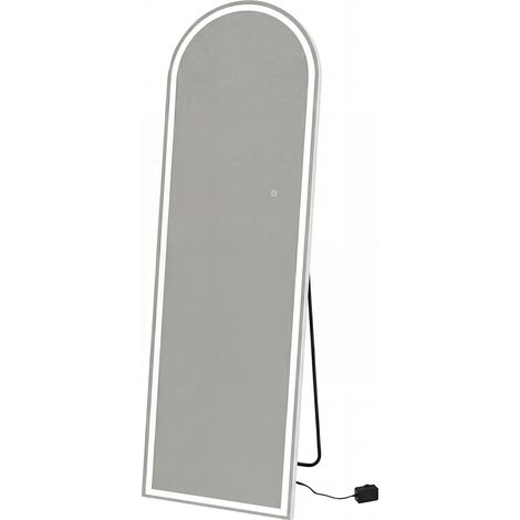 Yezi Full Length Mirror Arched LED Touch Buttons Light-Adjustable 165x60cm White
