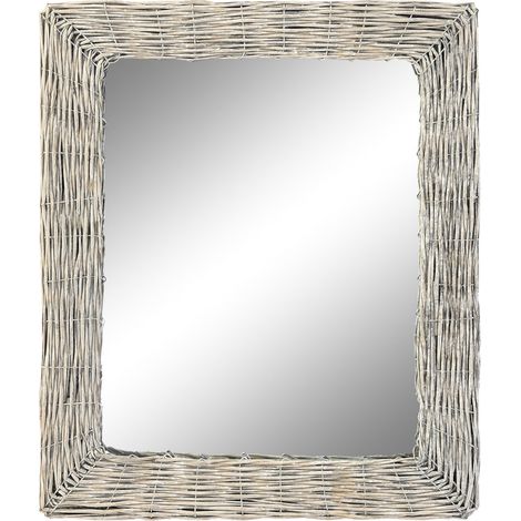 Crystal Wicker Mirror 52,5x4x63 grau geflochtenes Glas Weiden graues Material Mehrfarbige Farbfamilienspiegel Details (1/3)