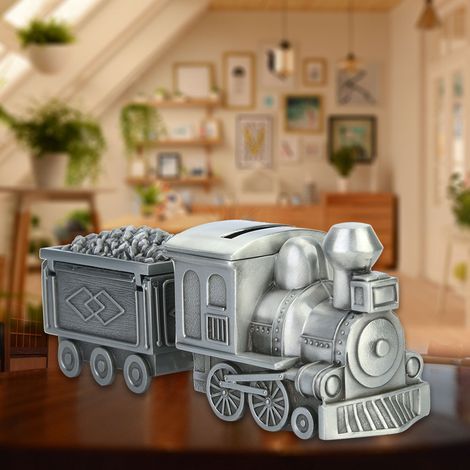 Tirelire Train Vintage pour Enfant - Décoration de Table avec Boîte à Argent (1/4)