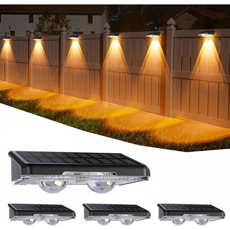 Solar-Wandleuchte für den Außenbereich, 4er-Set, IP44 wasserdichte Außen-Solarlampe mit 11 Modi, Warmweiß & Kaltweiß & Mehrfarbige Außen-Solarwandleuchte für Garten, Wand, Terrasse