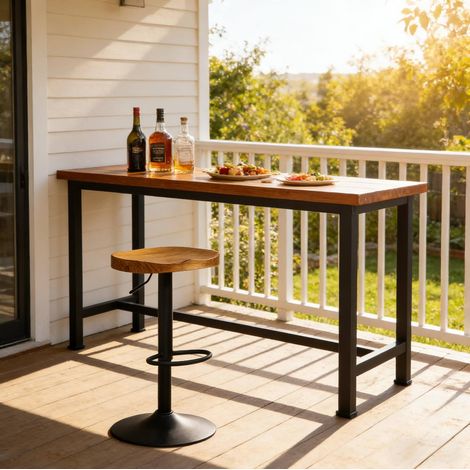 Sedia bar girevole regolabile legno e metallo OKMYHOME (1/5)