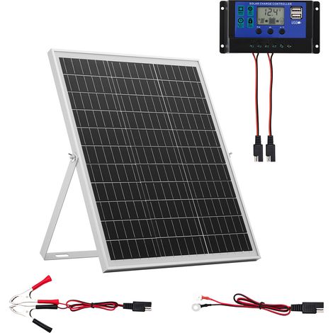 VEVOR Caricabatteria Solare 25 W 12 V, Pannello Solare Monocristallino Regolatore MPPT da Esterno, Staffa di Montaggio Regolabile, Impermeabile IP67, Kit Caricabatteria Solare per Auto Barche Camper (1/5)