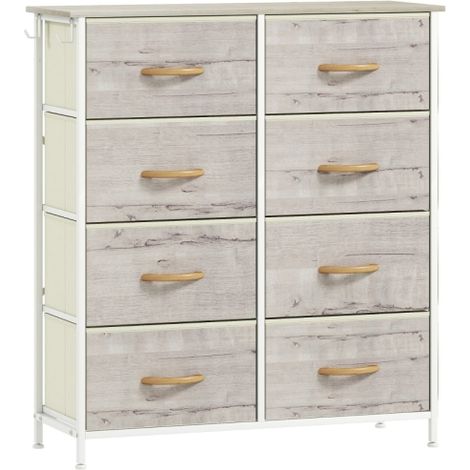 Natural Wood Finish Chest with Eight Fabric Drawers for Stylish Storage Solutions (1/5)