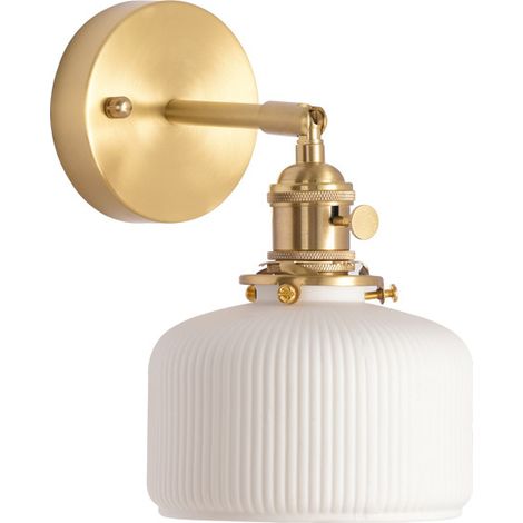 Applique murale moderne simple en laiton doré E27, adaptée aux salons de thé, aux chambres à coucher et aux couloirs, luminaires décoratifs (1/4)