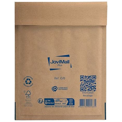 Pochette matelassée bulles Jovimail Plus kraft brun renforcé 150 x 210 - Carton de 100