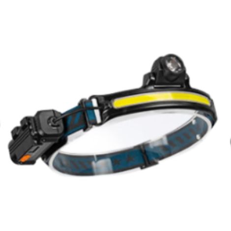 Lampe frontale LED rechargeable avec détecteur de mouvement, zoomable, lampe torche COB rotative à 360°, lampe frontale étanche pour camping, randonnée, pêche et activités de plein air (A)