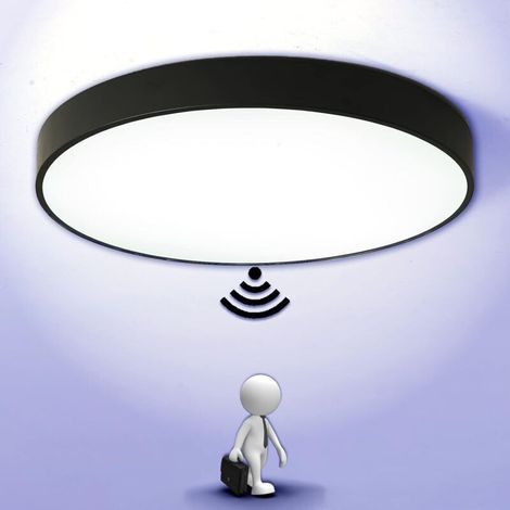 Plafonnier Plafonnier LED avec Détecteur de Mouvement Lampe de Lumière Automatique pour Extérieur Balcon Garage Entrée Couloir Luminaire rond Facile à Installer Lampe de Plafond 6000K Blanc Froid, 12 (1/5)