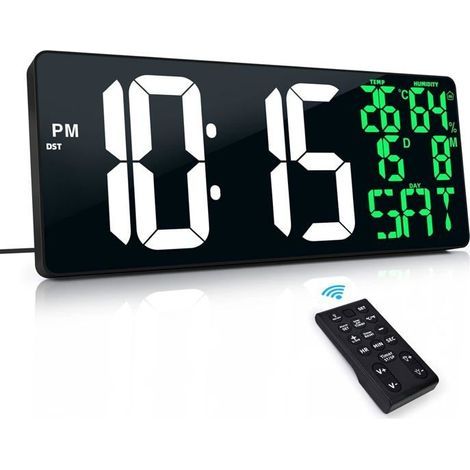 (Schwarz) 40,6 cm LED-Digitalwanduhr - Großes Display - Mit Fernbedienung - Großes Display - Timer und Countdown. (1/5)